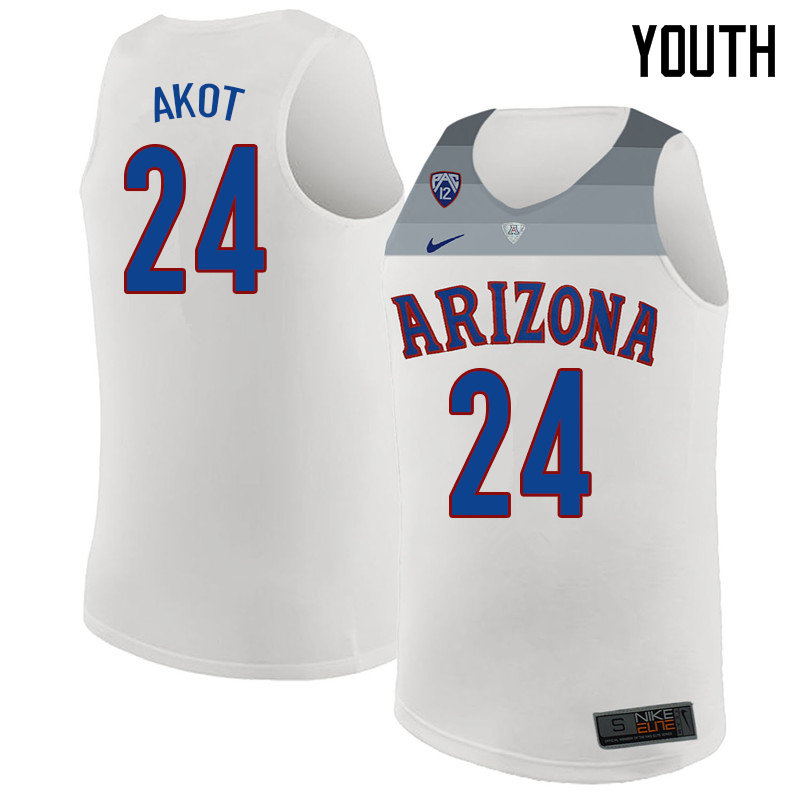 2018 Youth #24 Emmanuel Akot Arizona Wildcats College Basketball Jerseys Sale-White